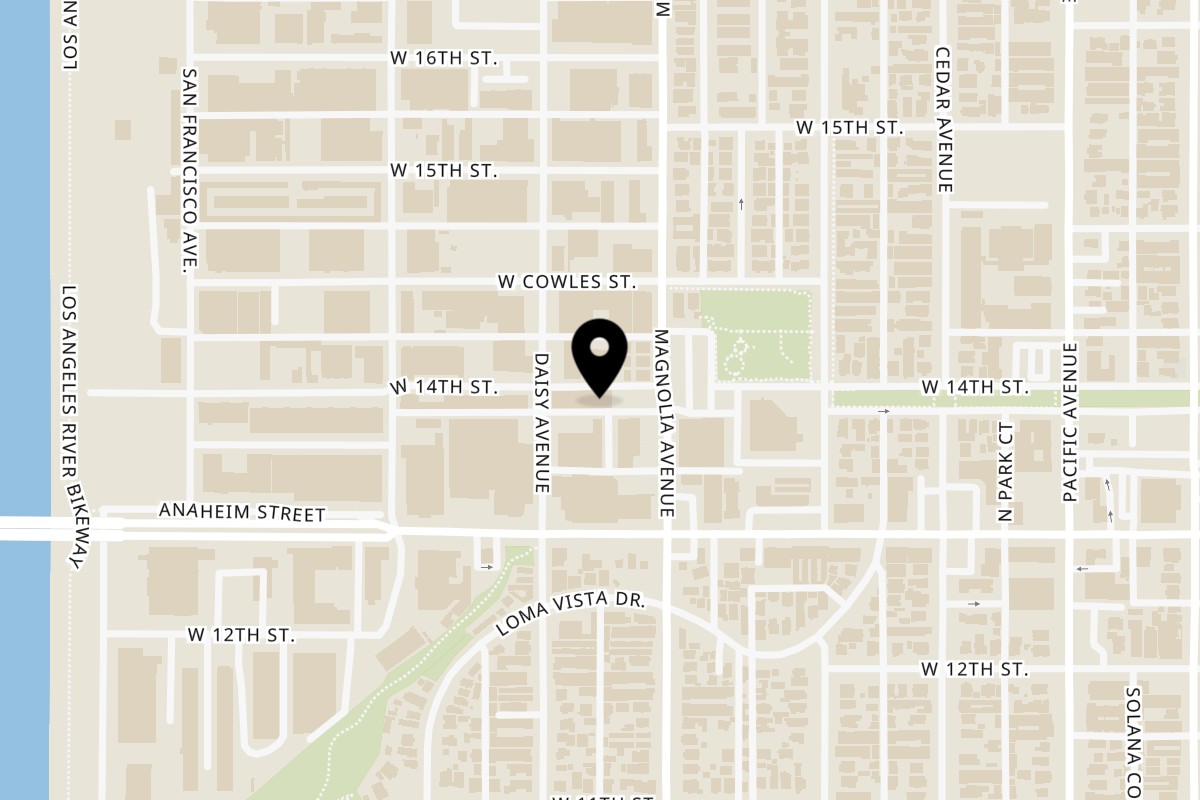 Map showing the location of Phi Thai on 1388 Daisy Ave k7 in Long Beach